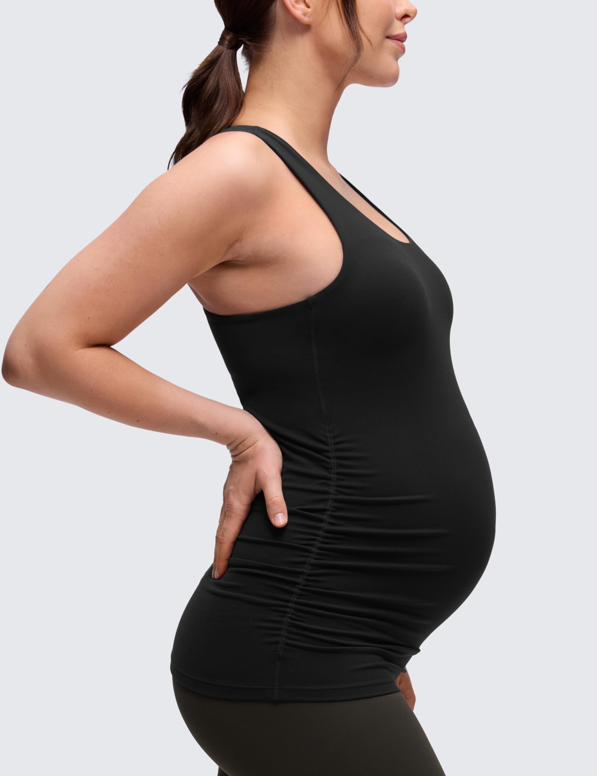 CRZ YOGA Butterluxe Aux Femmes Dos Nageur Maternité Réservoir Haut Ruché Grossesse Rembourré Yoga Haut