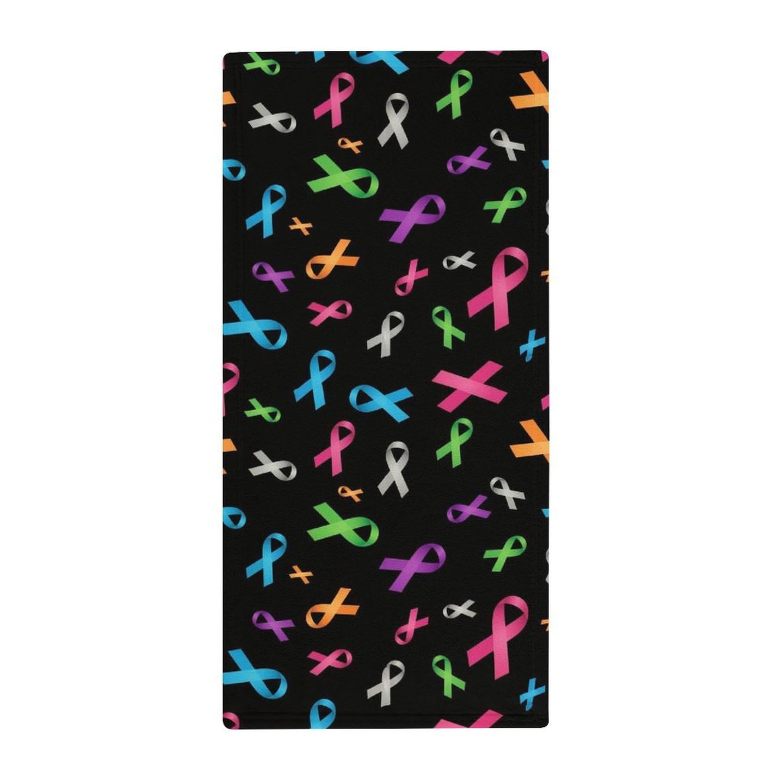 Anceky Multi-Purpose Fitness Towels, Cancer Awareness Ribbon Quick-Dry Absorbent Gym & Yoga Towels for Sports, Travel & Spa