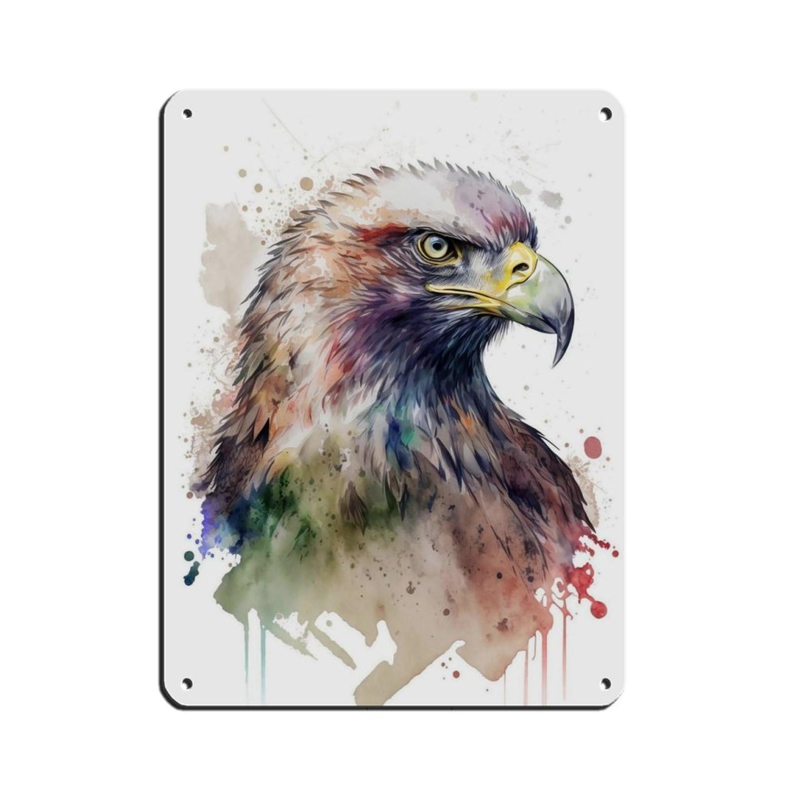 Watercolor Eagle, Art Poster Tin Sign Vintage Metal Pub Club Cafe Bar Home Wall Art Decoration Poster Retro 12x16inch(30x40cm)