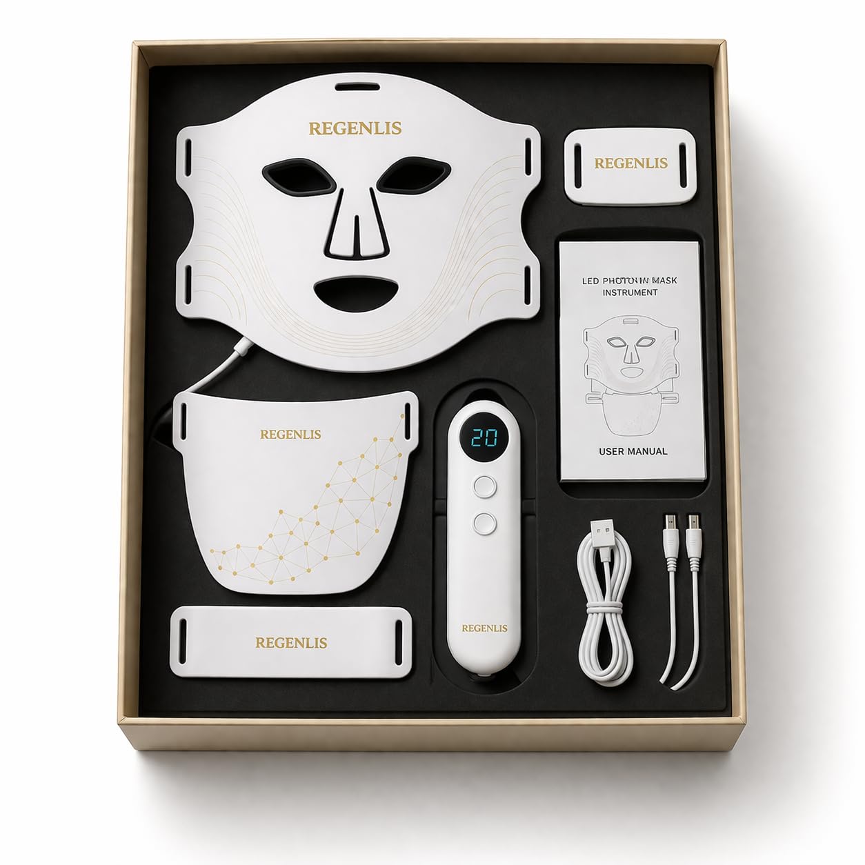 Masque LED Visage et Cou – Appareil de Photothérapie 7 Couleurs, Soin Anti-Rides, Aide à Réduire l'Apparence des Rides, Améliore l'Éclat de la Peau.