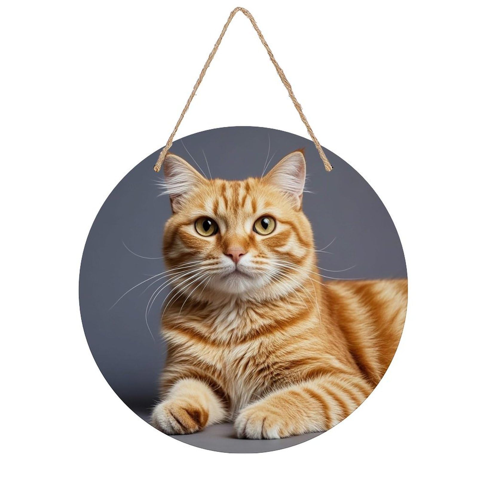 FekiLoot Cat Welcome Sign Wall Decor Welcome Round Wood Hanging Signs Decoration Farmhouse Wall Sign Wall Plaque Funny Decor Door Hanger for Front Door Porch Office