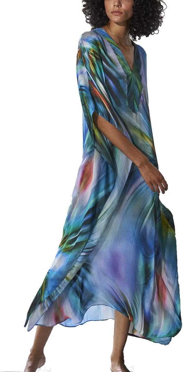 LkeJump Damen Bohemen Kaftan Übergröße Strandkleder Lang Kled