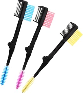 Peigne à Sourcils 3 Pièces Pliable en Plastique Double Tête | Fibres Artificielles, Lot Pochette, Format Portable et Pratique pour Femmes et Dames