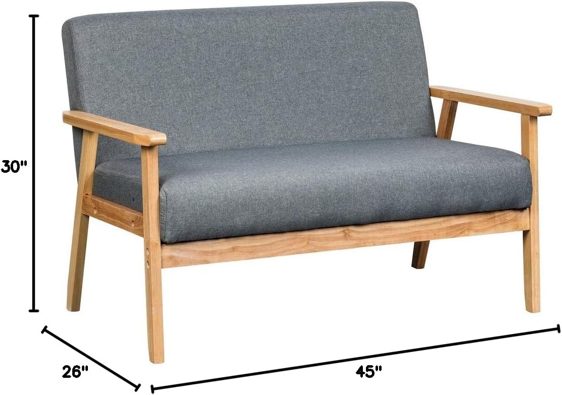 Ergode Gray Loveseat - Mid-Century Modern Design | Solid Wood Frame | Small Space Living | Trendy Fabric Material | 17" Seat Height | 19.5" Seat Depth | 40" Seat Width | Perfect for Living Room