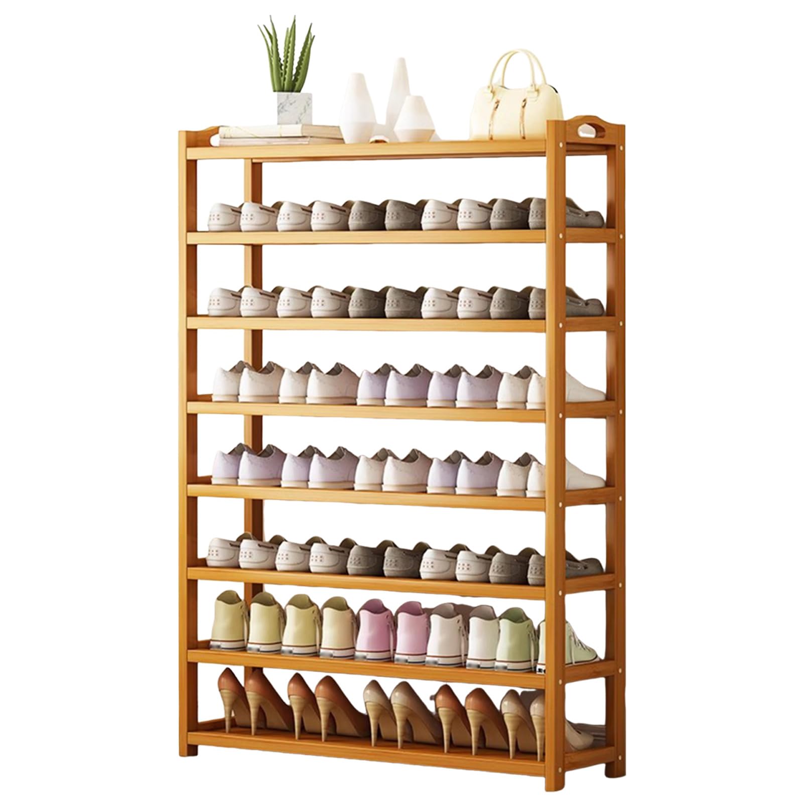 Étagère à chaussures robuste en bambou pour optimiser le rangement du placard