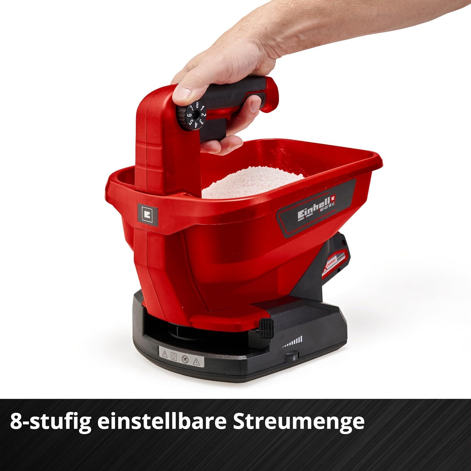 Einhell Universal Streuer GE-US 18 Li-Solo Power X-Change (Lithium-Ionen, 3,3 l, 6-stufige Drehzahlregulierung, 8-stufige Streumengenregulierung, ohne Akku und Ladegerät)
