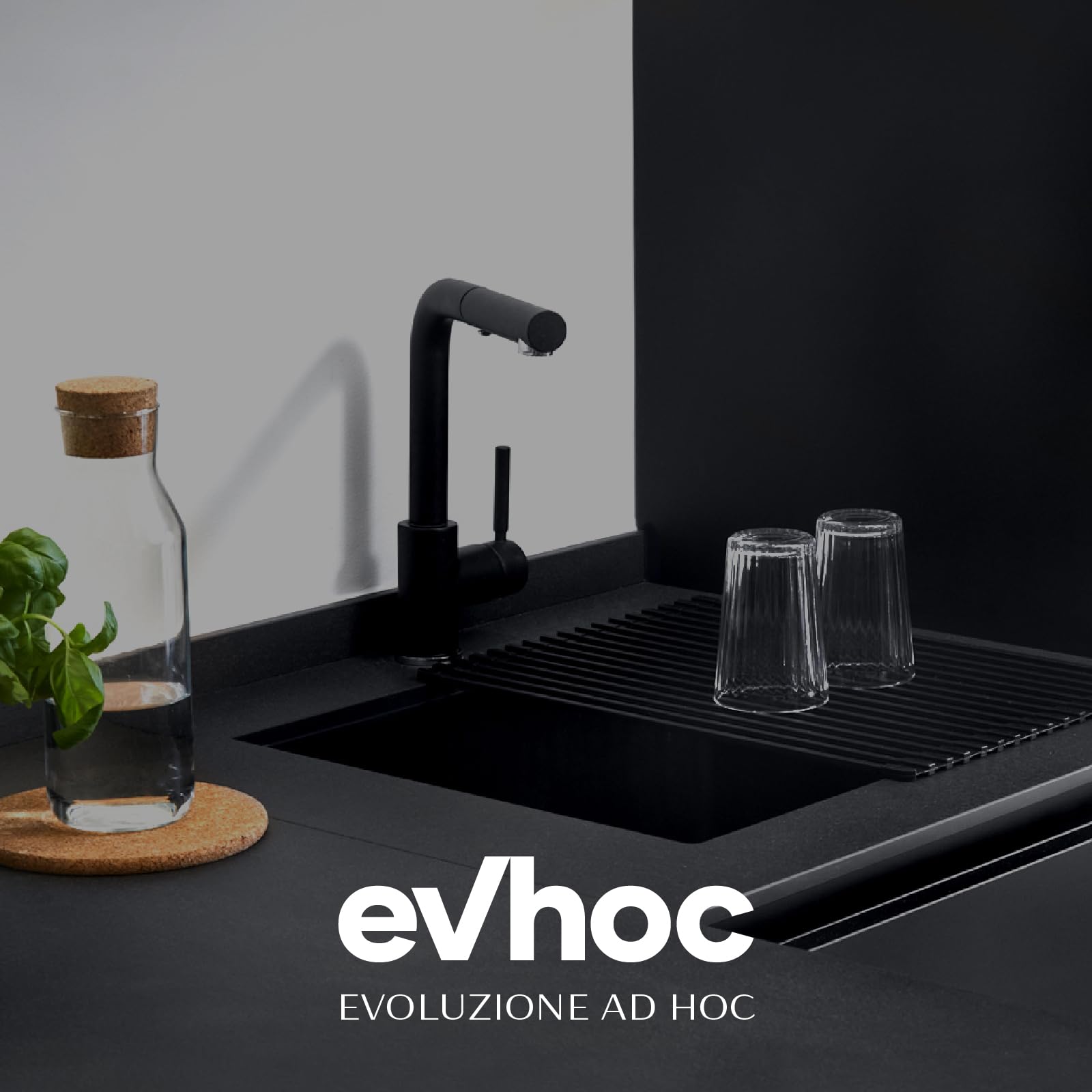 Evhoc Griglia ROLLING GRATE S Scolapiatti per Lavello Cucina, Sottopentola in Silicone, Ideale per Lavello e Top, 30x44x1 cm