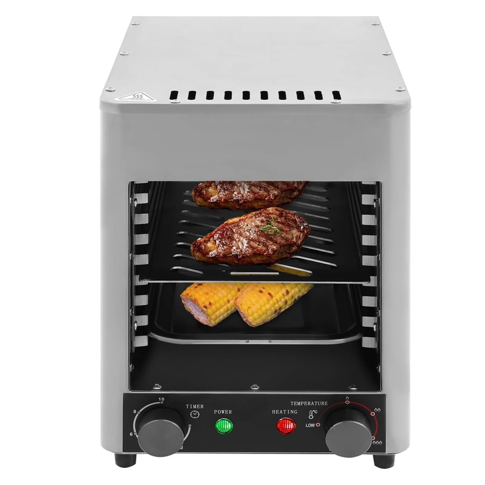 Parrilla de carne gourmet (1700 vatios), calidad de asador, parrilla infrarroja eléctrica para interiores, accesorios de acero inoxidable, parrillas eléctricas de cocina