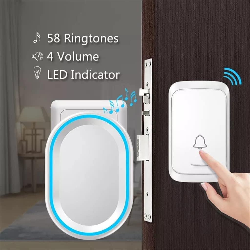 Door Bell 58 Chimes 300M Remote Smart LED Doorbell Battery 1 2 Button 1 2 3 Receiver (Color : B, Size : One Size)
