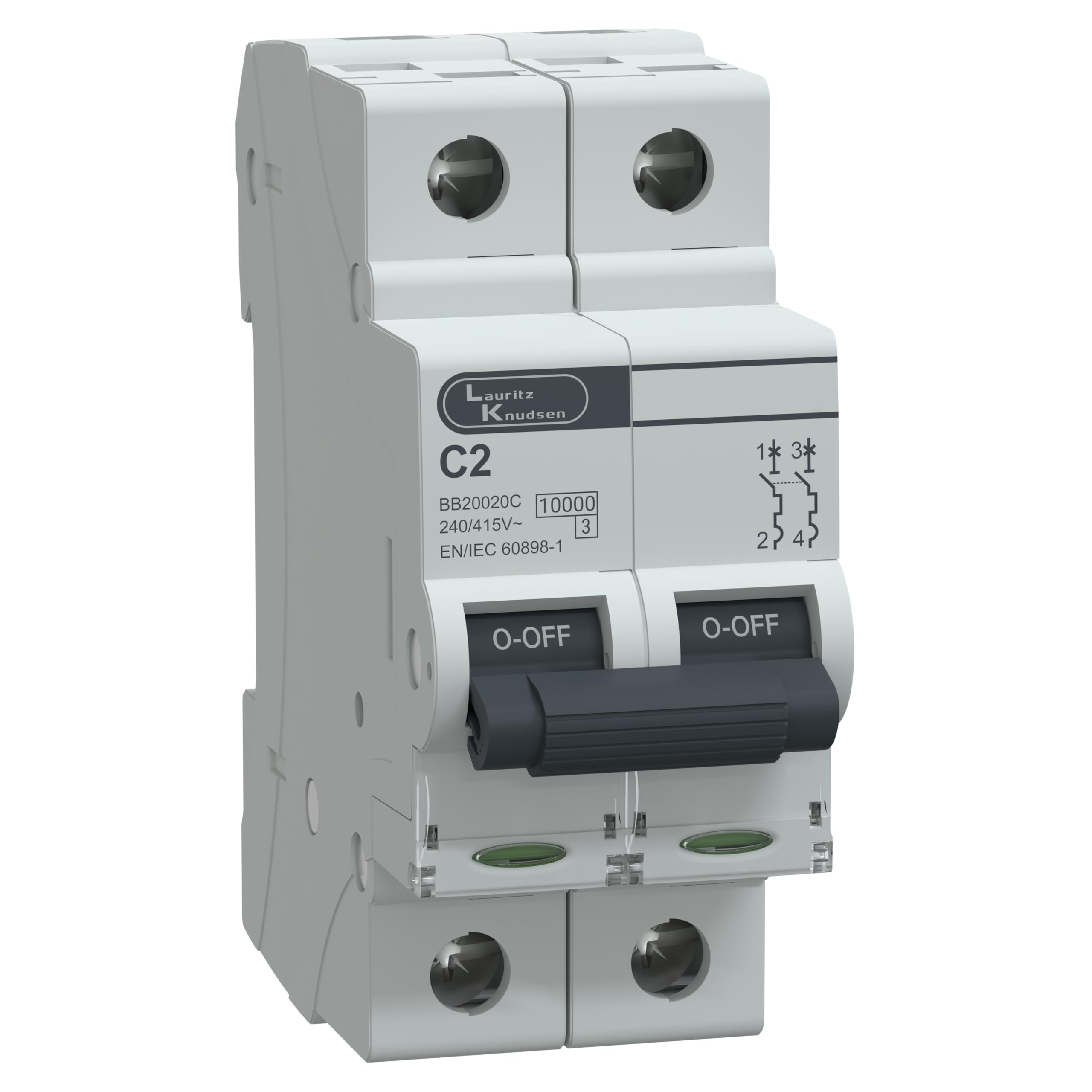 Lauritz Knudsen 2A DP MCB 2 Pole C Curve (240/415V AC) | IS/IEC 60898-1 Certified Miniature Circuit Breaker | Double Pole Electrical Protection Switch-image-26