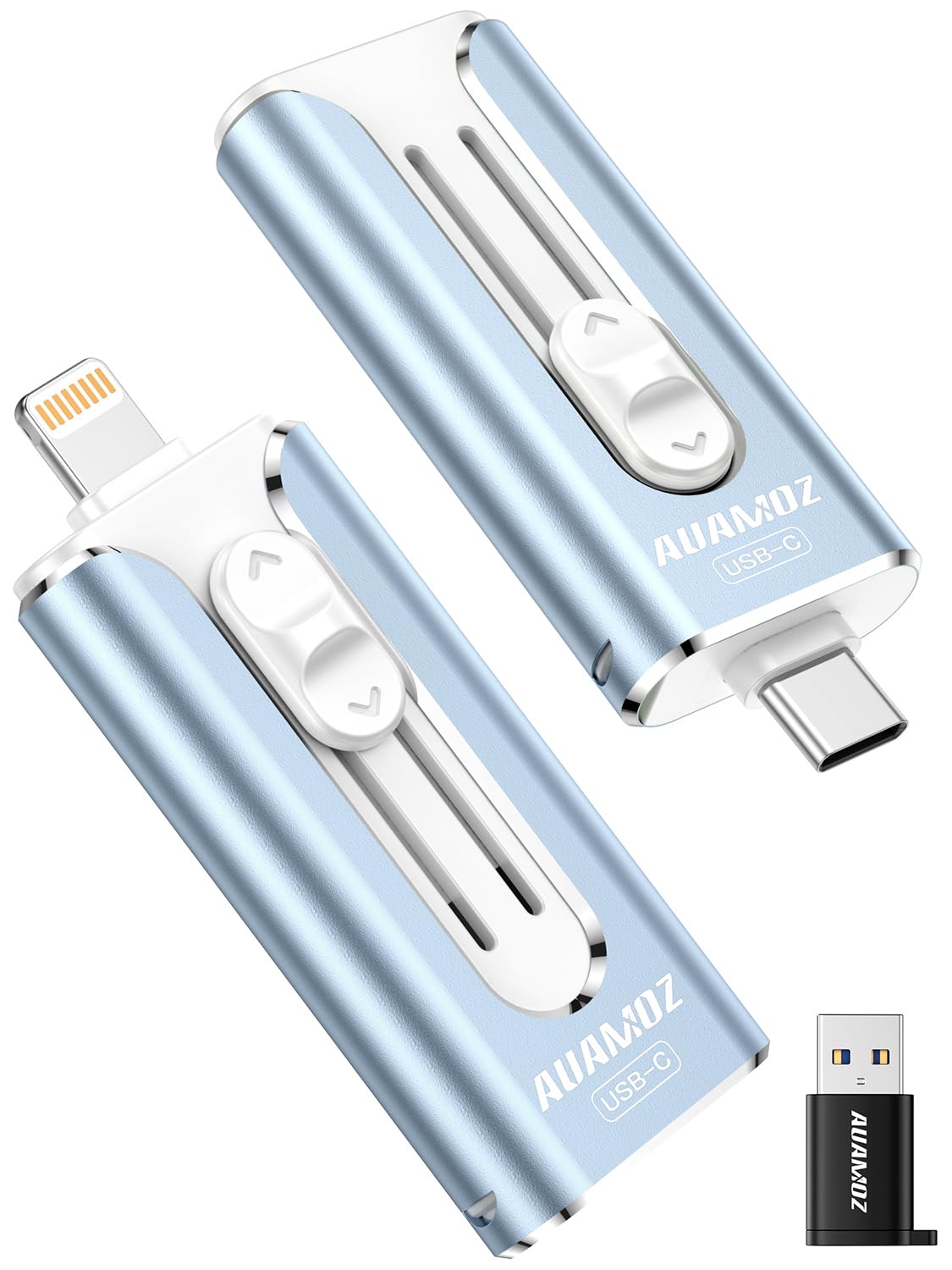 AUAMOZ 512GB Mini Dual Interface Flash Drive, Portable Memory Stick Compatible with iPhone 17/16/15/14/13/12/11, iPad, Android & PC, Easy to Save
