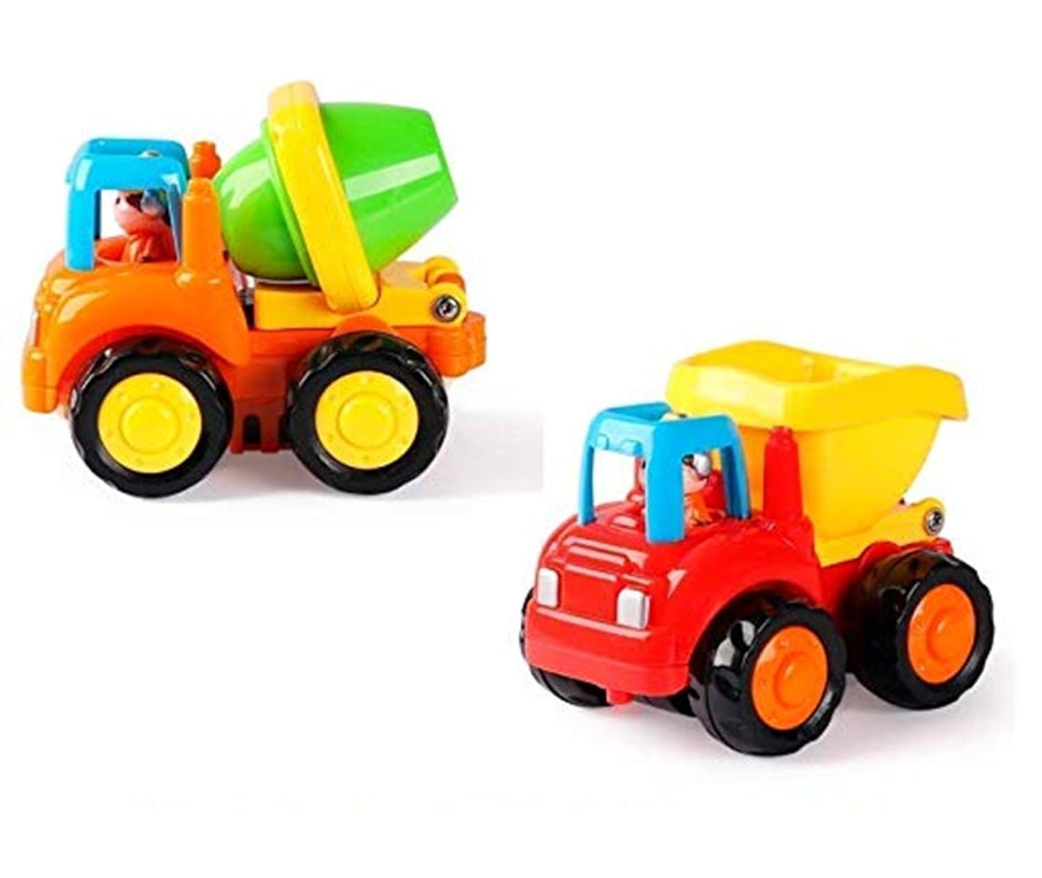 Lukzer Plastic Farm Country Vehicle (Set of 2) DIY Construction Engineering Car Toy, Cement Mixer & Dump Truck, Birthday Gifts for Boys 2 to 6 Year Old