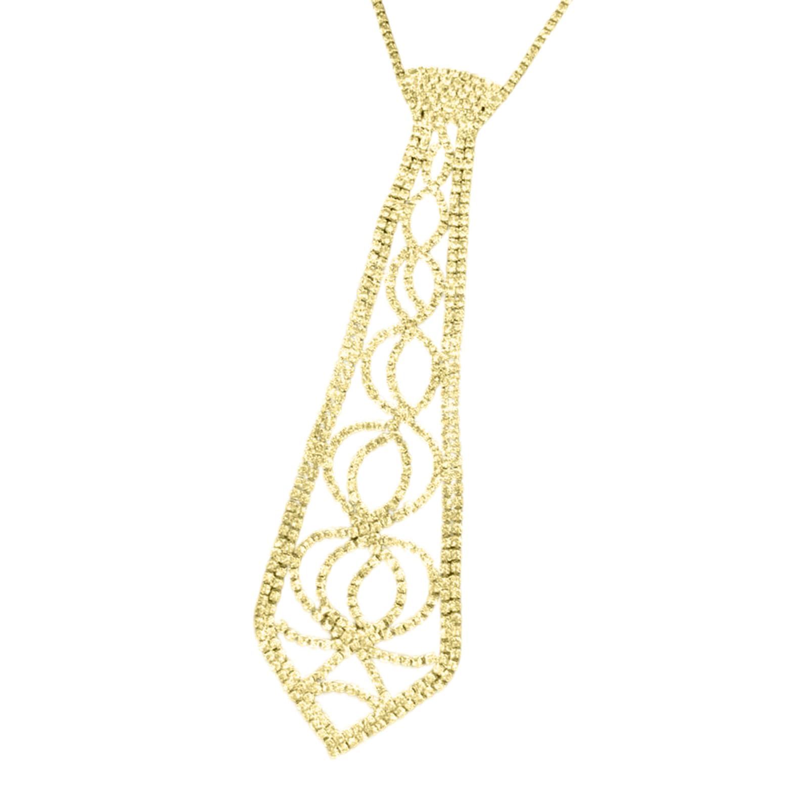 Yuxita Women's Gold Sparkling Rhinestones Necklace Collar Tie Choker Crystal Adjustable Chain Necktie For Men Wedding Jewelry Neckwear