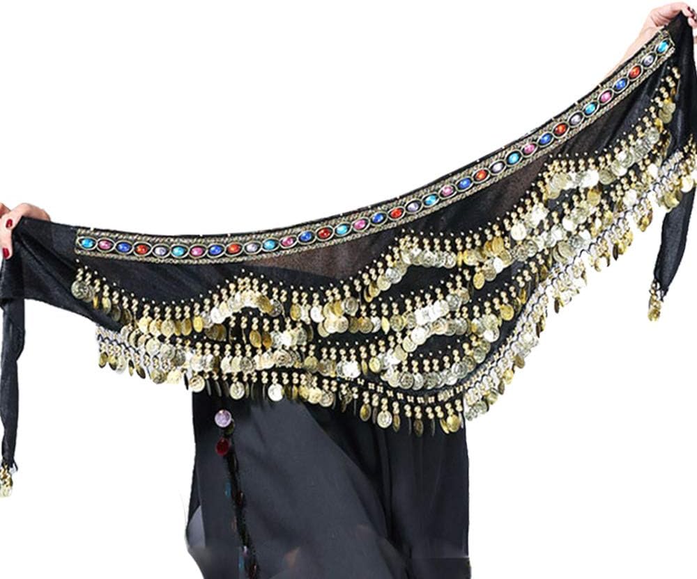 DOYIFUNWomen's Triangular Belly Dancing Hip Scarf?Gold Coins Belly Dance Costume Skirt Wrap Belt, Doyifun, Medium