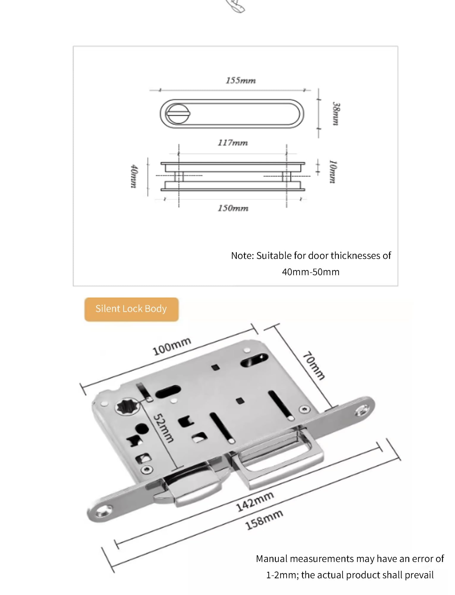 Cerradura de puerta corredera empotrada, cerradura de bolsillo para muebles de madera, fácil instalación y mecanismo seguro