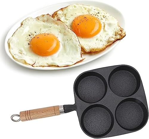 Miniatura 5 de YAOYAOLING Sartén para tortillas, sartén de huevos de 4 tazas, sartén de hierro fundido para huevos, olla de bola de masa de huevos de cuatro