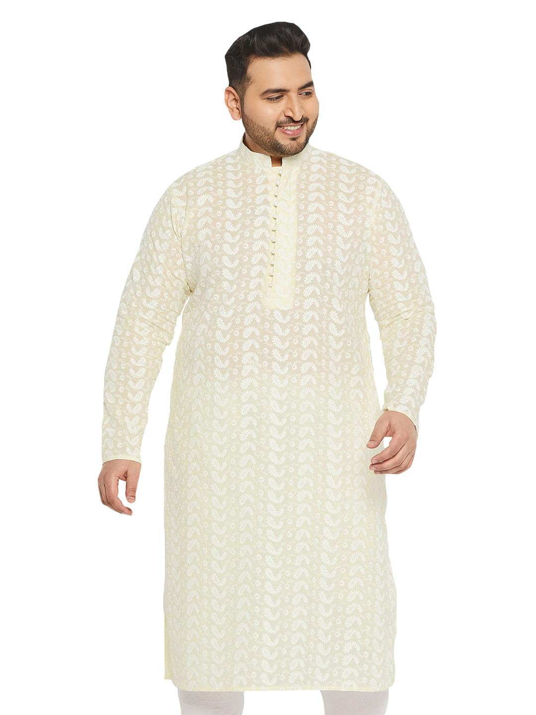vastramay plus VASTRAMAY Men Lucknowi Chikankari Kurta Pyjama Set | Classic Embroidered Ethnic Wear for Eid & Holi | Traditional Outfit for Men-picture-35