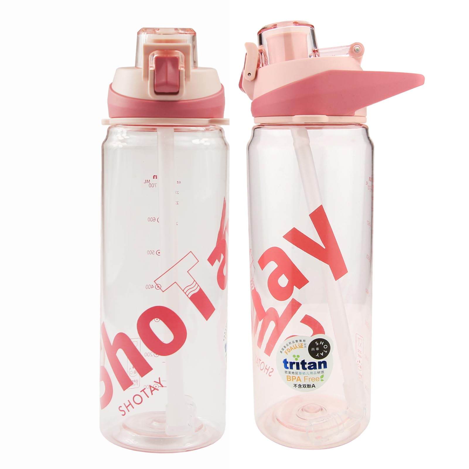 SHOTAY Sports Water Bottles 1 L/32 oz With USA Tritan Material BPA Free And Leakproof, Fast Flow With Removable Straw, Gym Water Bottle For School, Fitness And Outdoor Sports.