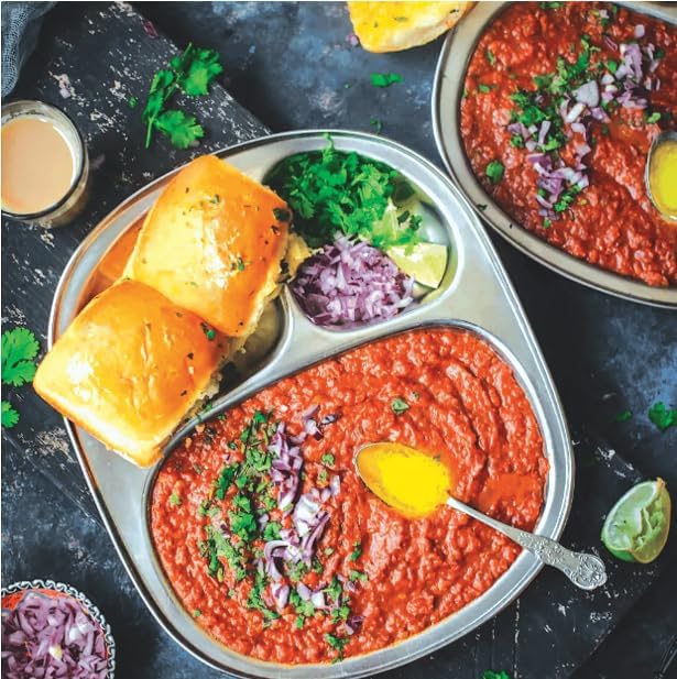 Image of Pack of 6 3In1 Stainless Steel Plates with Compartments /Tiffin /Idli Sambhar /Partition /Breakfast Plate /Steel for Lunch /Dinner (Set of 6 - Big)