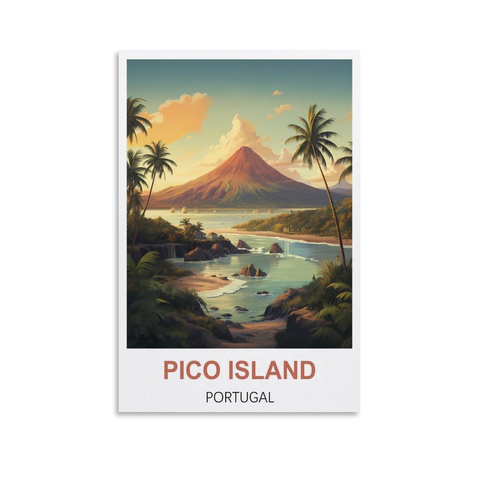 Vintage Metal Tin Sign Funny,Pico Island Portugal Vintage Retro Man Cave Bar Pub Shed Novelty Gift Tin Wall Décor Metal Sign 30x40cm