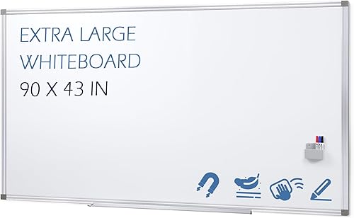 Miniatura 13 de SWANCROWN - Pizarra blanca magnética de borrado en seco de 48 x 48 pulgadas, pizarra blanca grande para pared, marco de aluminio plateado, pizarra