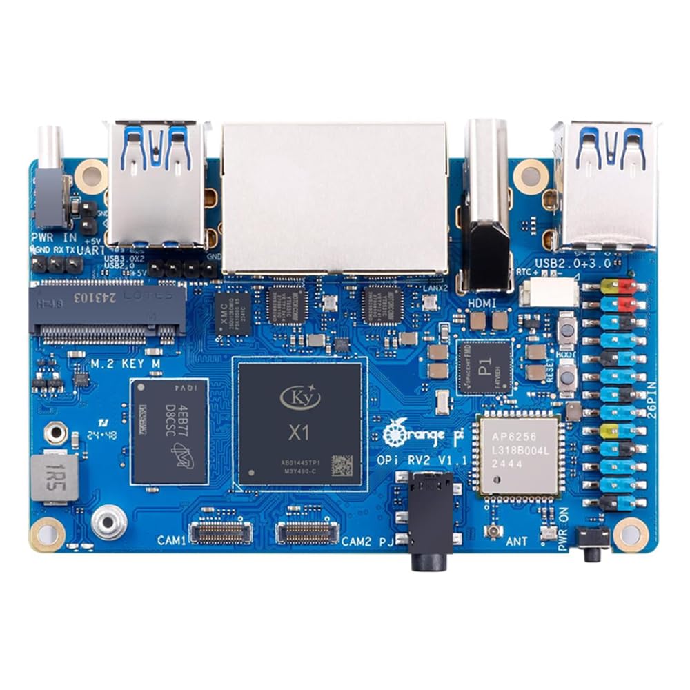 Orange Pi RV2 Carte d'architecture 8 Go de RAM Octa-core RISC-V avec deux ports Ethernet Gigabit Double interface M2