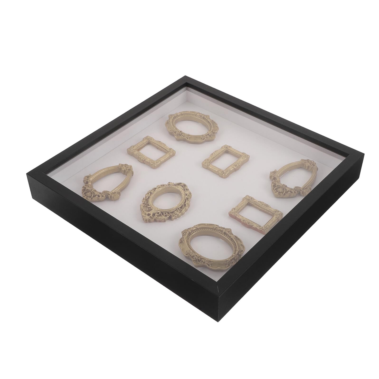 Cadre photo noir 25x25 cm Cabilock avec mini coffret vitrine musée 8 cadres miniatures en résine