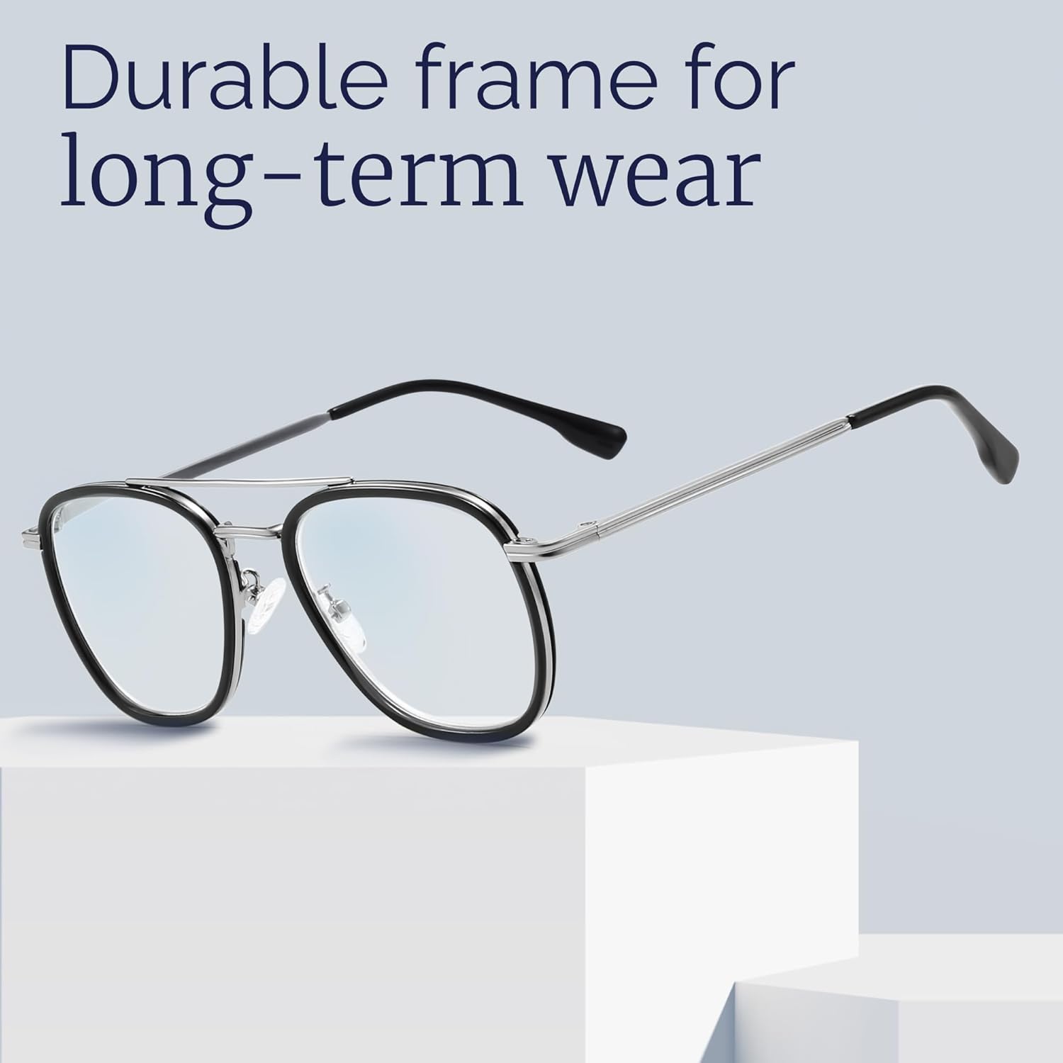 CCVOO Iconic Aviator Reading Glasses - Premium Readers in Gold/Black - UV & Blue Light Blocking Lenses - Image 3