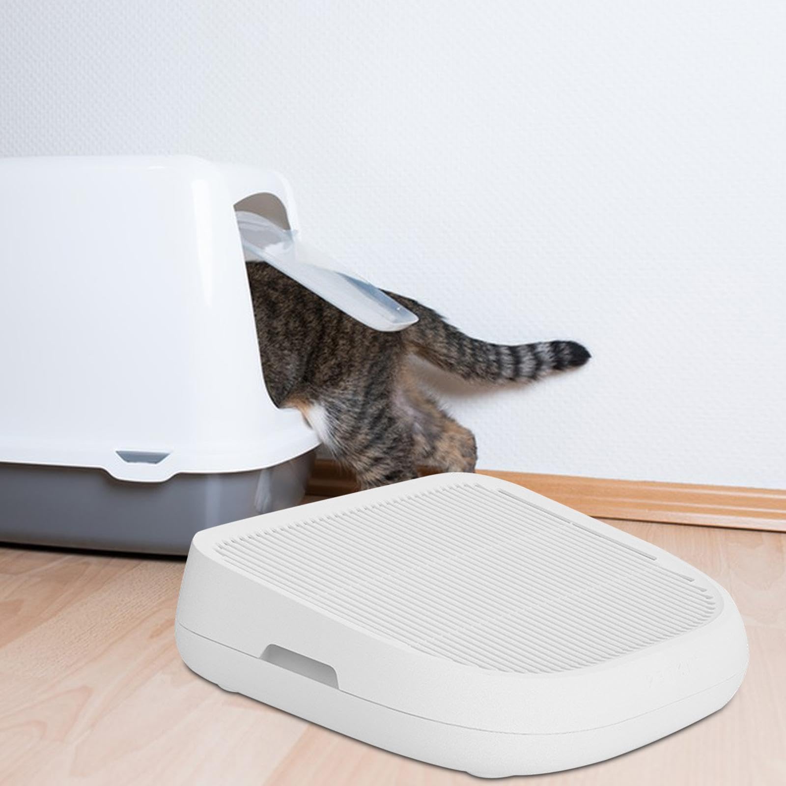 Recogida eficaz de Arena Mejorada con rampa y tapete Atrapador para Gatos Activos. Rampa para Gatos con Caja autolimpiable.