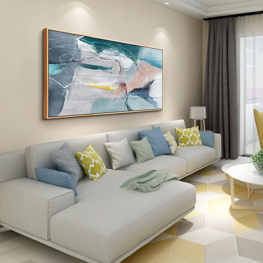 Wapluam Wood Framed Canvas Wall Art For Living Room Modern Large Wall Decorations For Office Bedroom Wall Decor Abstract Ink Wall Pictures Gray Paintings Canvas Art Prints Home Decor Ready to Hang 60"L x 30"W Abstract Ink Paintings Wood Framed