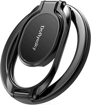 Magnetic Phone Ring Holder with Magsafe, Double Adjustable Gym Finger Ring Grip and Stand, Removable Phone Grip, for iPhone, iPad and Smartphones, Compatible with Magnetic Car Mount (Gun Black)