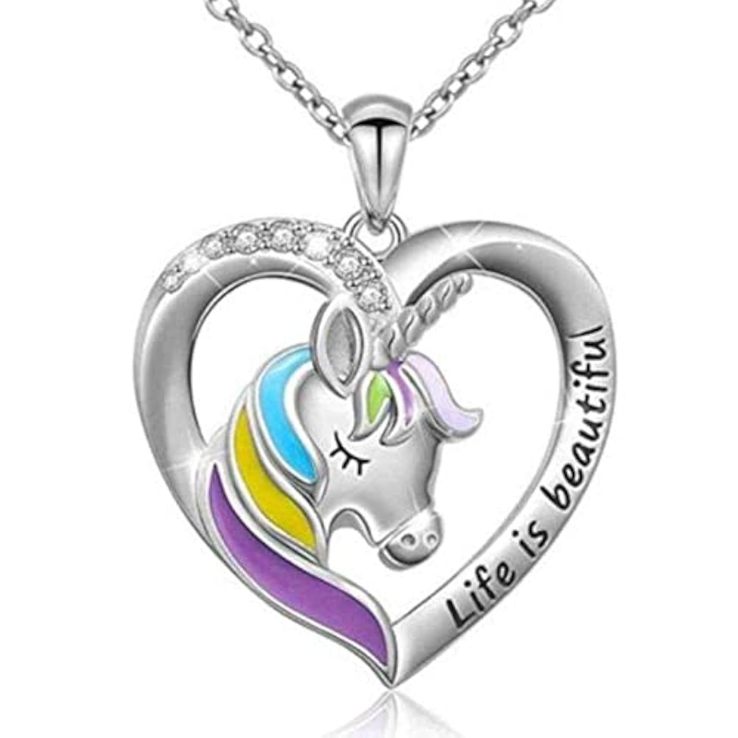 Bling Queen Womens Colorful Enameled Unicorn Heart Symbol Pendant, Necklace For Girls(Necklace) (B0BV9X9CSP) Amazon Price History, Amazon Price Tracker