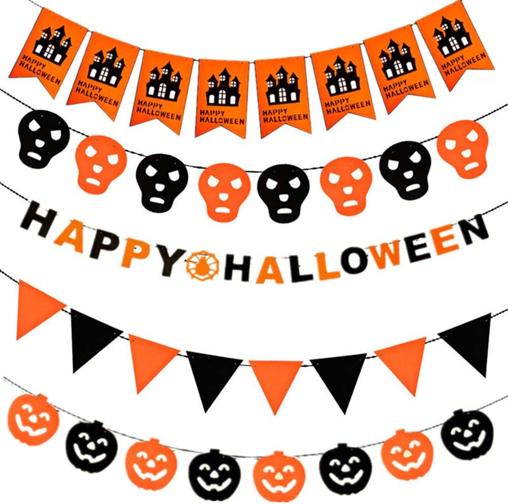 DUOJIA 10.5 feet Halloween String Banner —5pcs Halloween Party Decoration Banner Garland Non-Woven Fabric Flag Props (5PCS)
