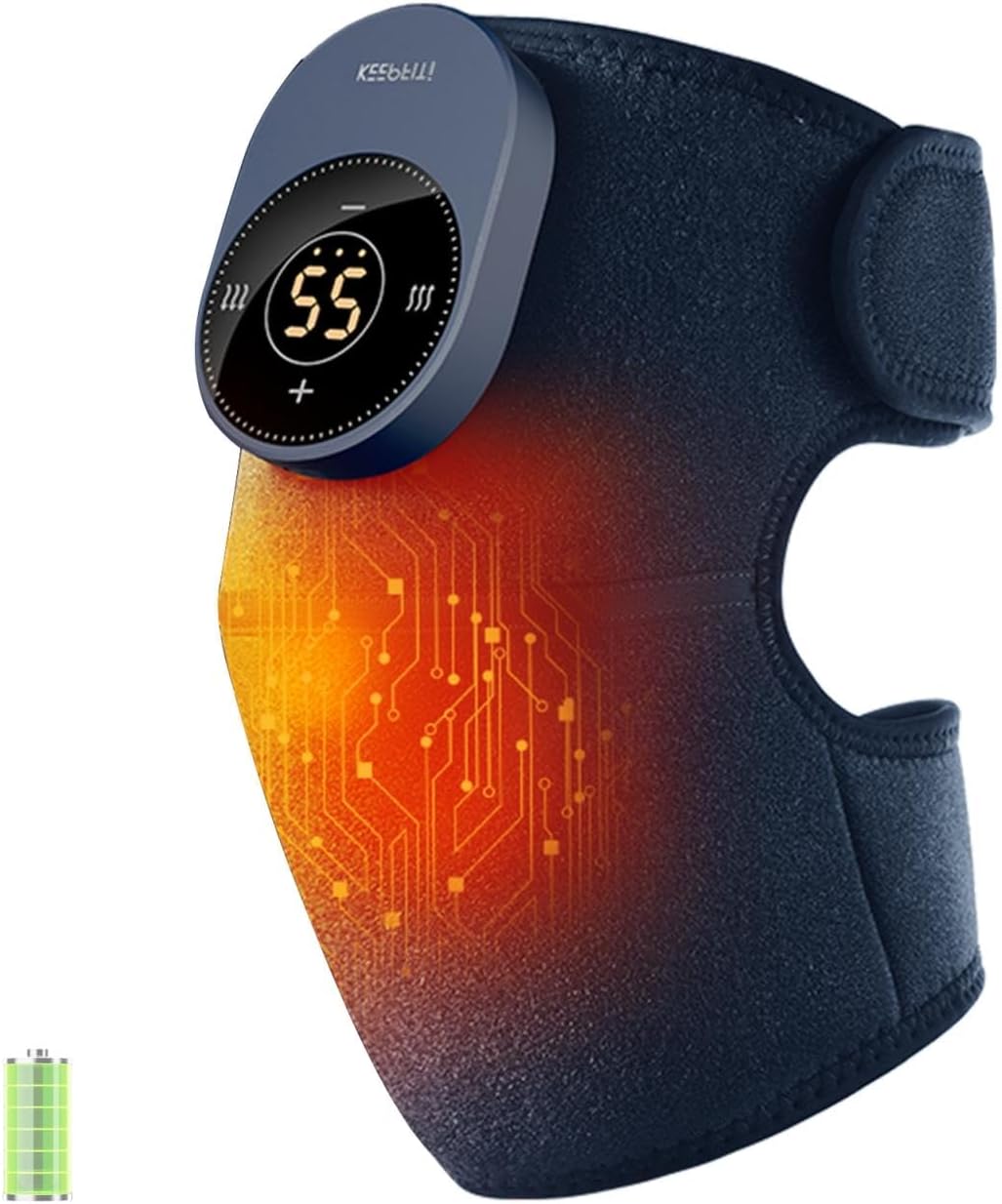 IKEEPFIT Cordless Knee Massager with Heat Vibration for Pain Relief MAXwarm 3.0[2026 Upgraded]-Electric Heated Knee Brace with 3 Heat Levels and 3 Massage Mode, for Men Women(Blue, 1-Pack)
