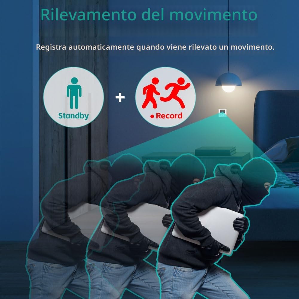 Mini Telecamera Spia nascosta 64GB Con Caricatore USB, 1080P HD, Con Rilevazione Di Movimento, Visione Notturna, Mini Telecamera Per La Sicurezza Di