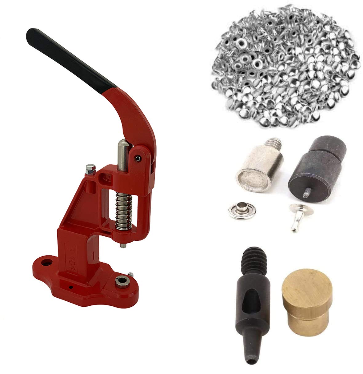 9mm Rivets Kit (1000 pcs) with Hand Press Machine, Dies and Hole Punch