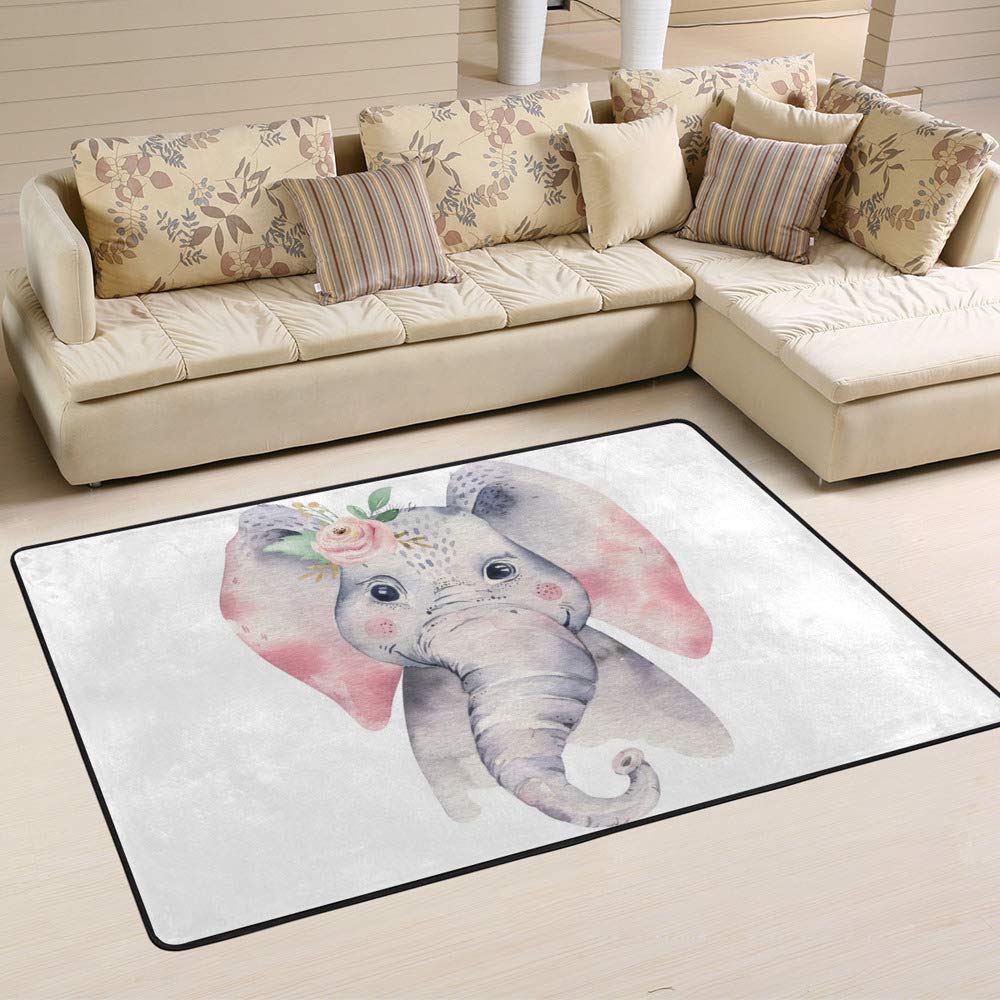 Tapis aquarelle éléphant mignon pour créer un cocon doux dans la chambre de bébé