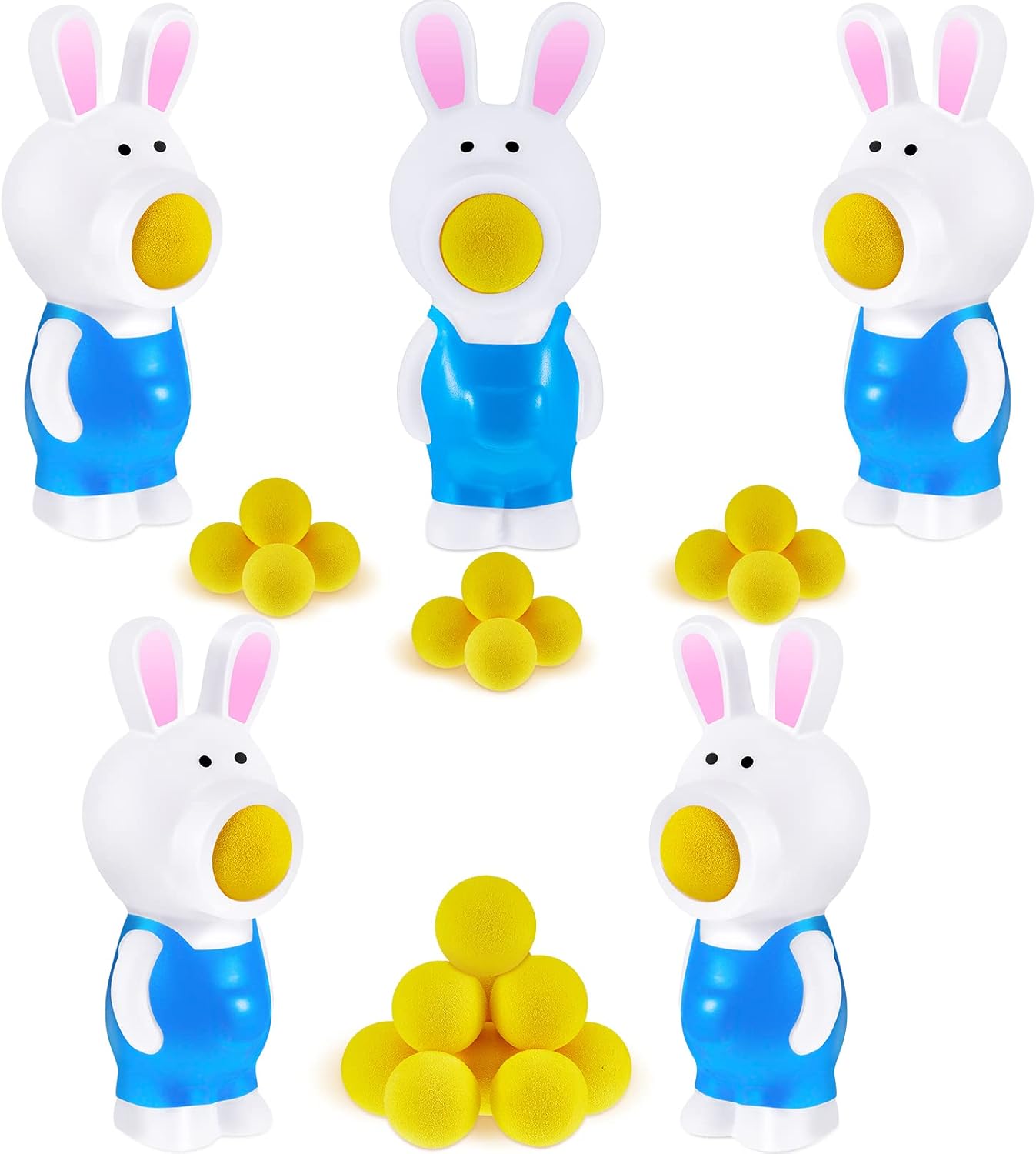 5 Set Easter Bunny Toy 25 Pcs Shoot Foam Balls Rabbit Balls