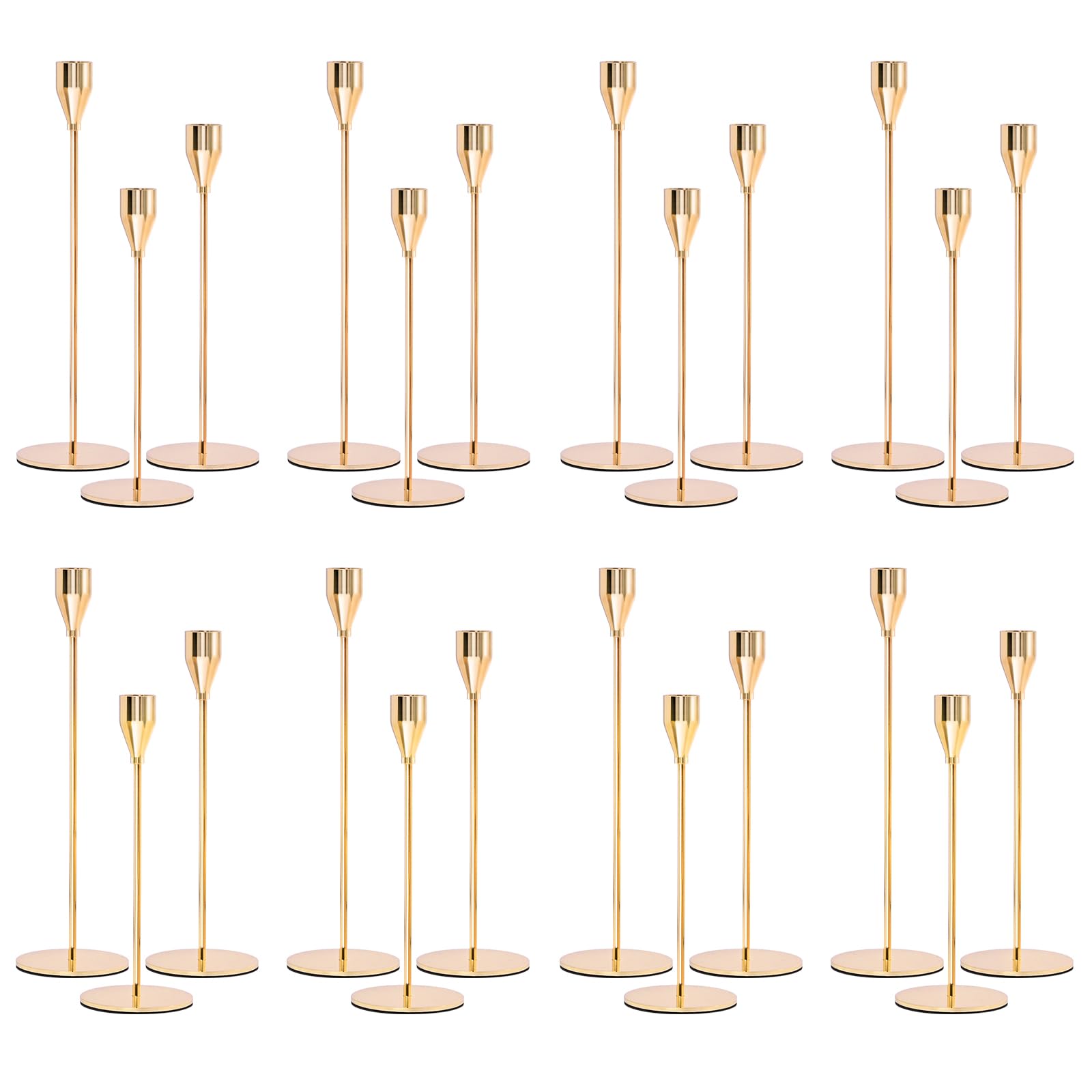 Set of 24 Candle Holders Gold Taper Candlesticks Fits 7/8 Inch Thick Candles, Metal Tall Candle Stand for Wedding Home Decor