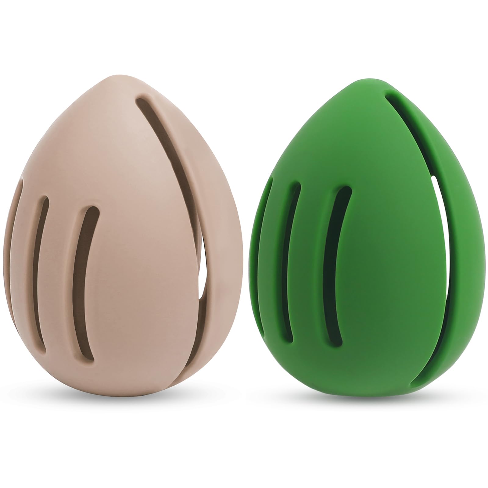 Beauty Blender Holder | Powder Puff Storage | Breathable Make-up Sponge Case for Business or Travel (Khaki*1+Green*1)