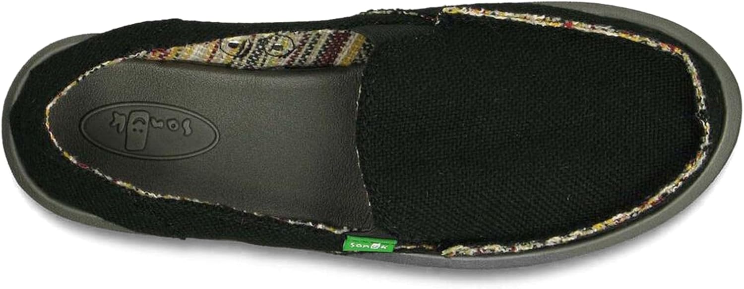 Sanuk Womens Donna Hemp Loafers | Womens Shoes | Slip On Shoes for Women | Women's Slip-on Loafers | Memory Foam Footbed, Black, 11 - Image 6