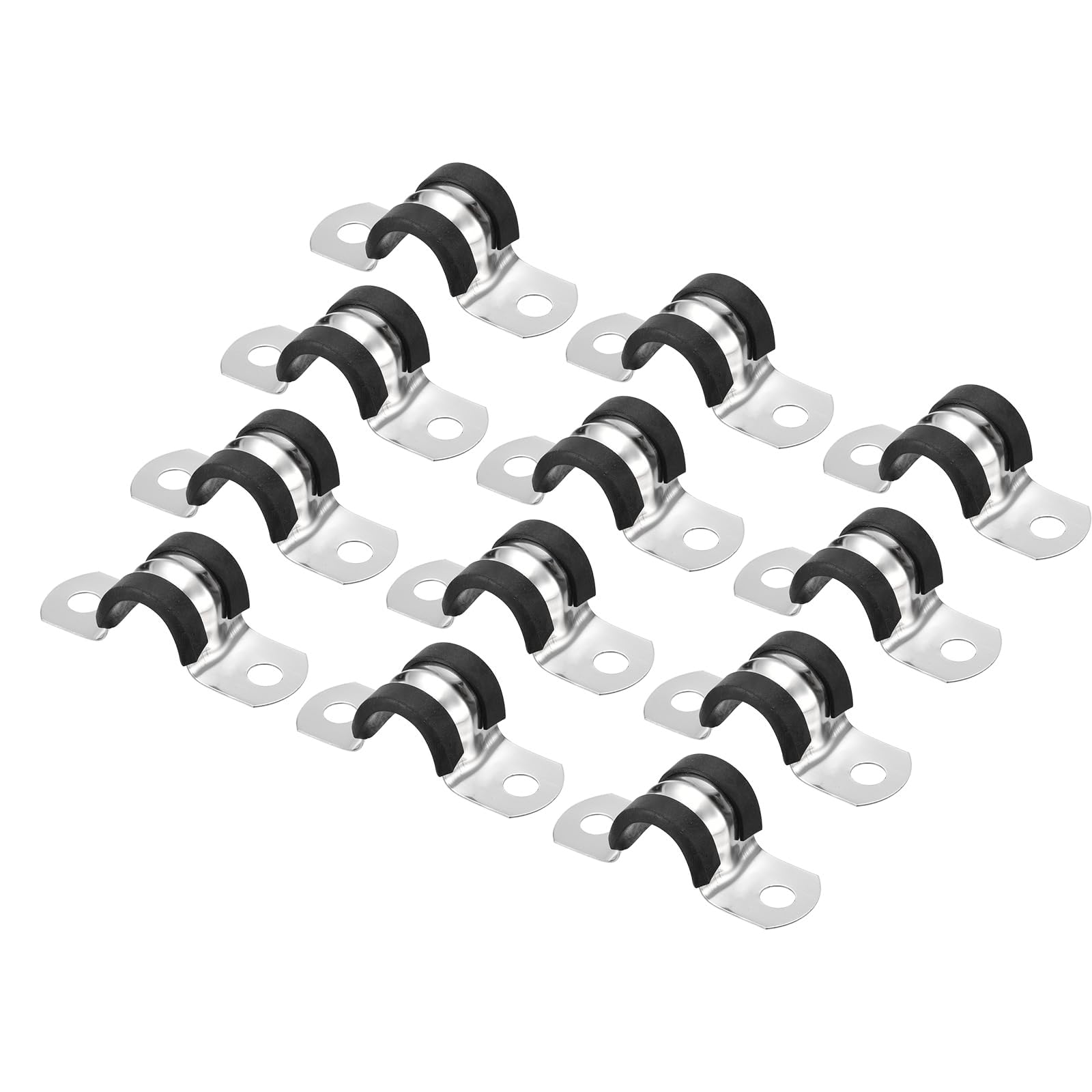 Unifizz 22Pcs 16mm(5/8") Cable Clamp, Rubber Cushioned Insulated Clamp 304 Stainless Steel U Shape Bracket Metal Hose Clamp Tube Holder for Pipe Wire Tube