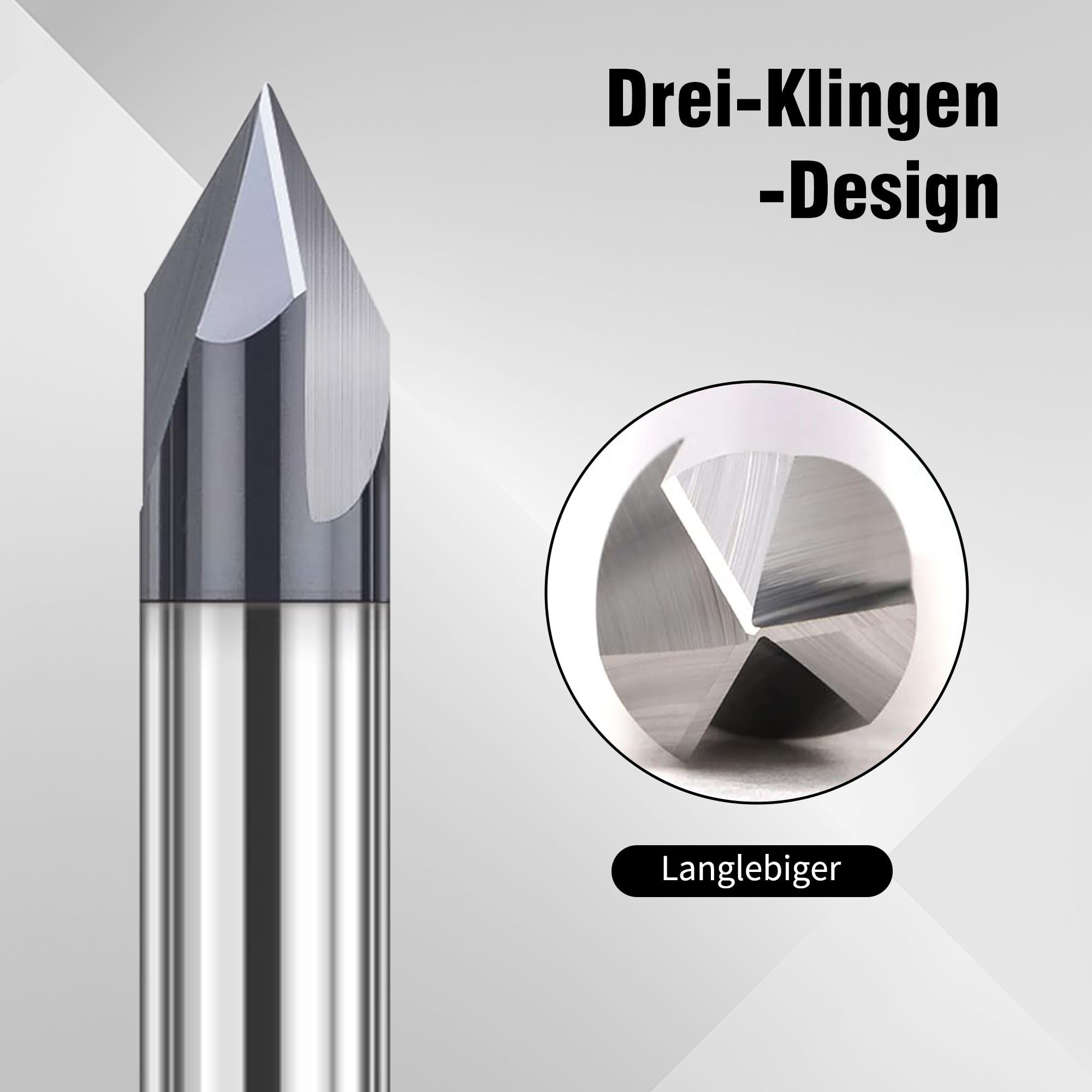 4 Stück Fasenfräser Gravierfräser: 3 Flöten Fasenfräser mit 4 mm/6 mm (60 grad und 90 grad) Schaft V Nutfräser CNC-Fräser-Set für Werkzeugmaschinen und Anfasen