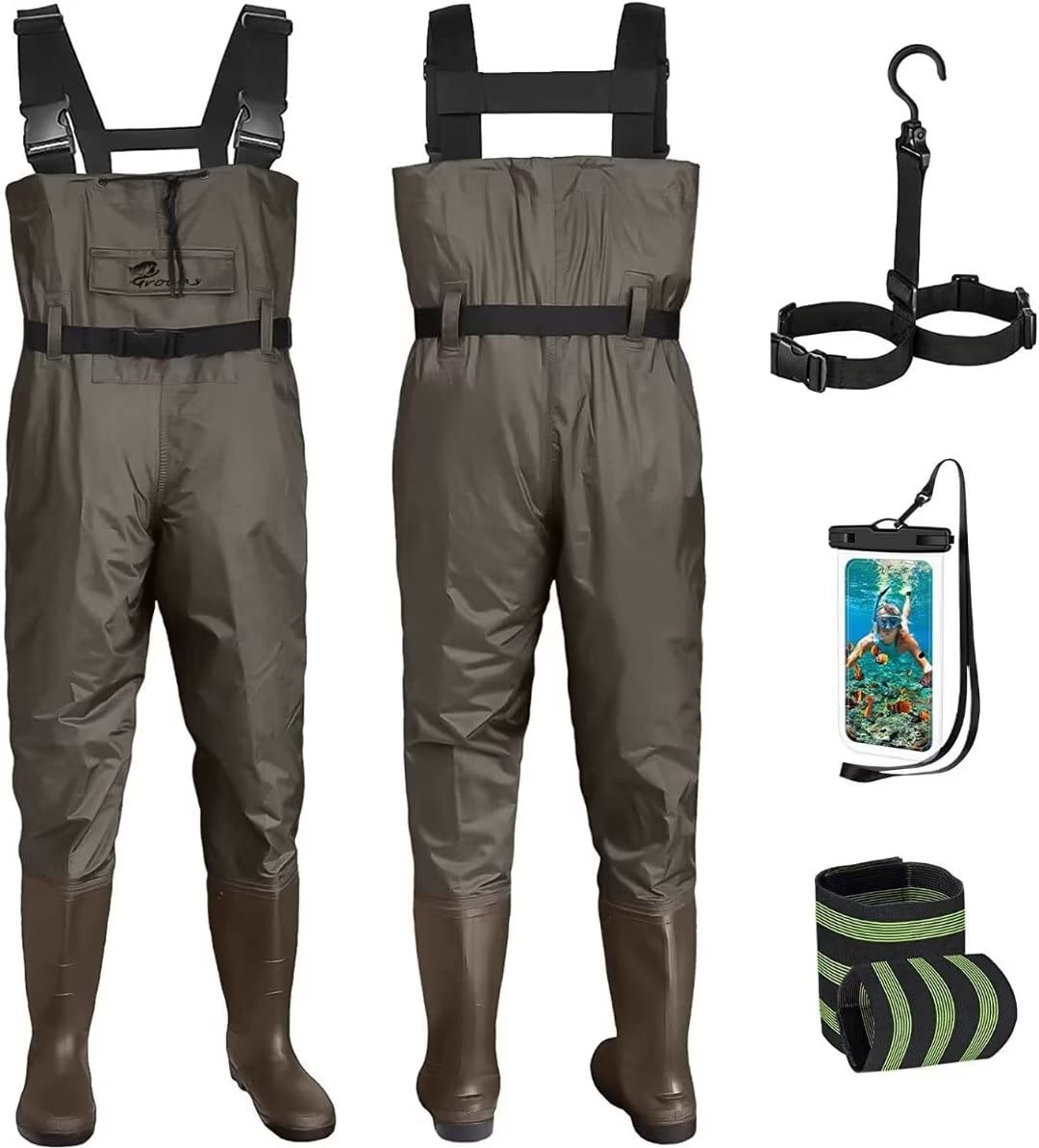 Croch Waders Pesca Stivali per uomo e donna, impermeabili, in PVC, nylon, con stivali in gomma, taglia 41