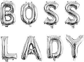Chris.W 8 Pcs Boss Day Decorations Boss Lady Balloon Banner Happy Boss's Day Party Foil Balloons Boss Day Party Decor for Office Indoor Supplies (Silver, 16in)