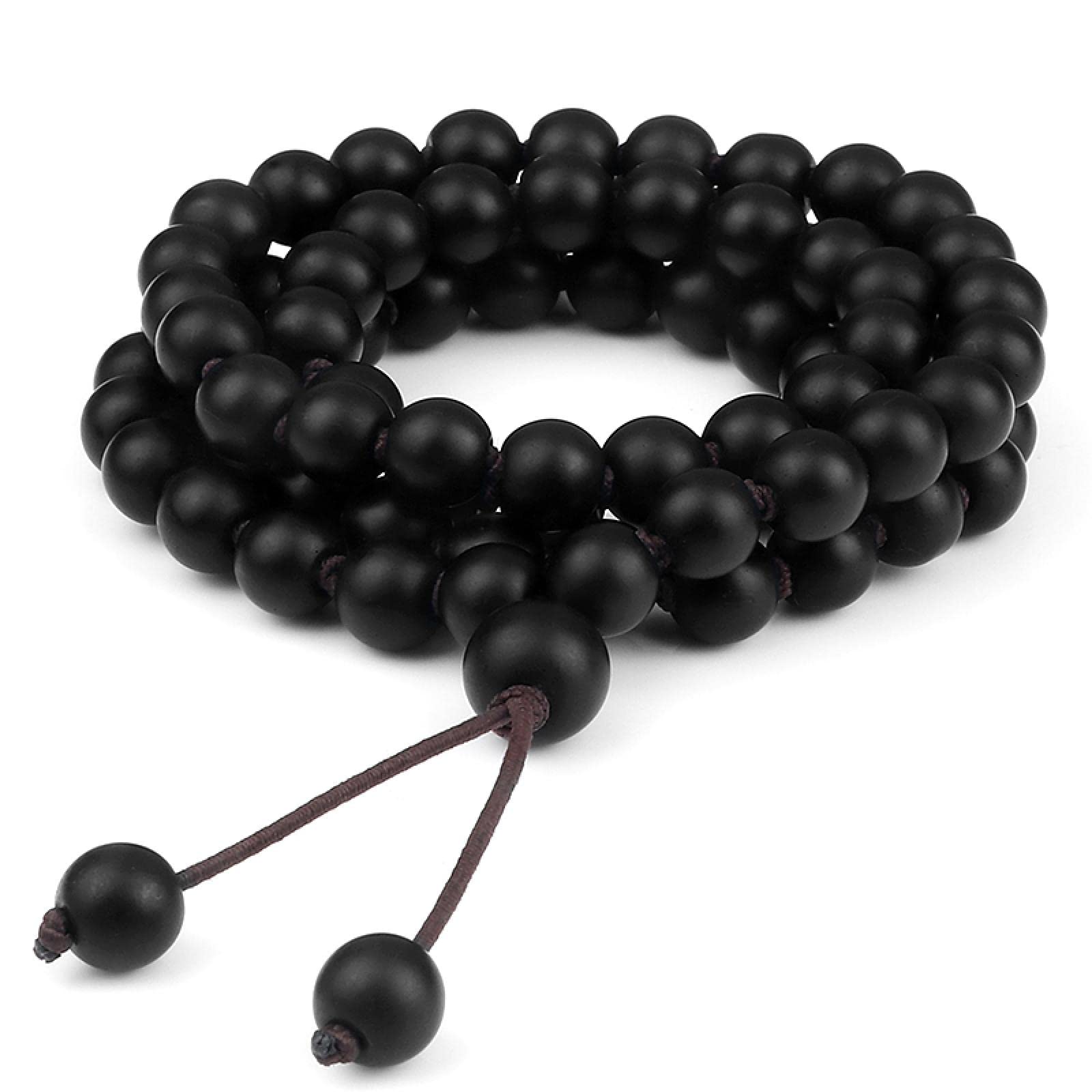 LYGBAOFUL LuisFranklin Armband Damen Armbänder Mädchen Geschenk Schmuck Natur 8 mm schwarz matt Perlen elastisches Seil geknotete Halskette für Yoga Charm Schmuck