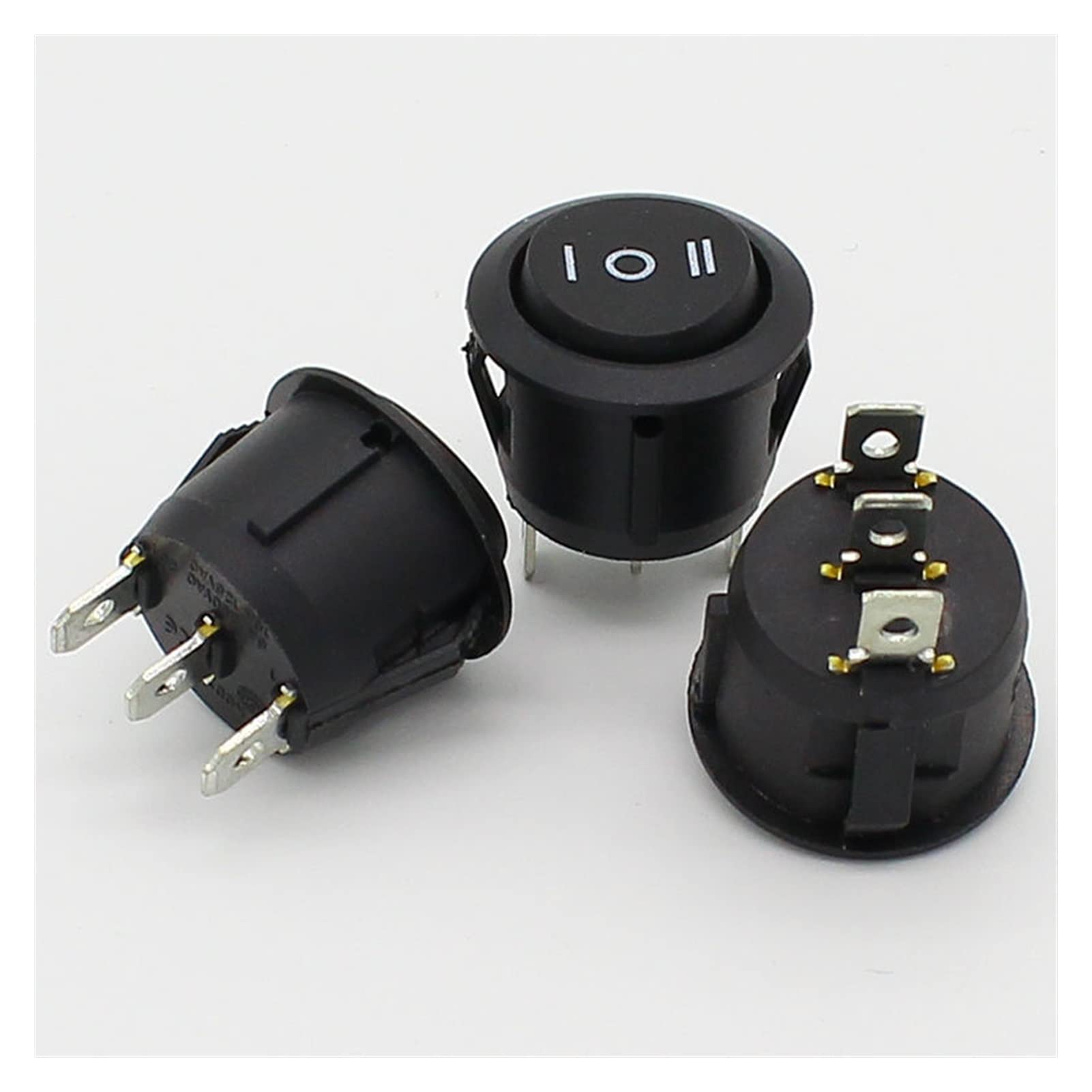 Interruttore a bilanciere 10 Pezzi 23 mm Rotondo Nero 3 Pin 10A/125 V 6 A/250 V CA 3 Posizioni SPDT ON-off-ON Interruttore a bilanciere a Scatto xiaguolingsm