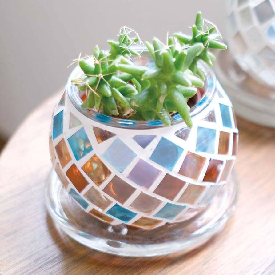 リメイク植木鉢　モザイク丸鉢大小6点 Amazon | 植木鉢 ガラス プラントポット モザイク おしゃれ