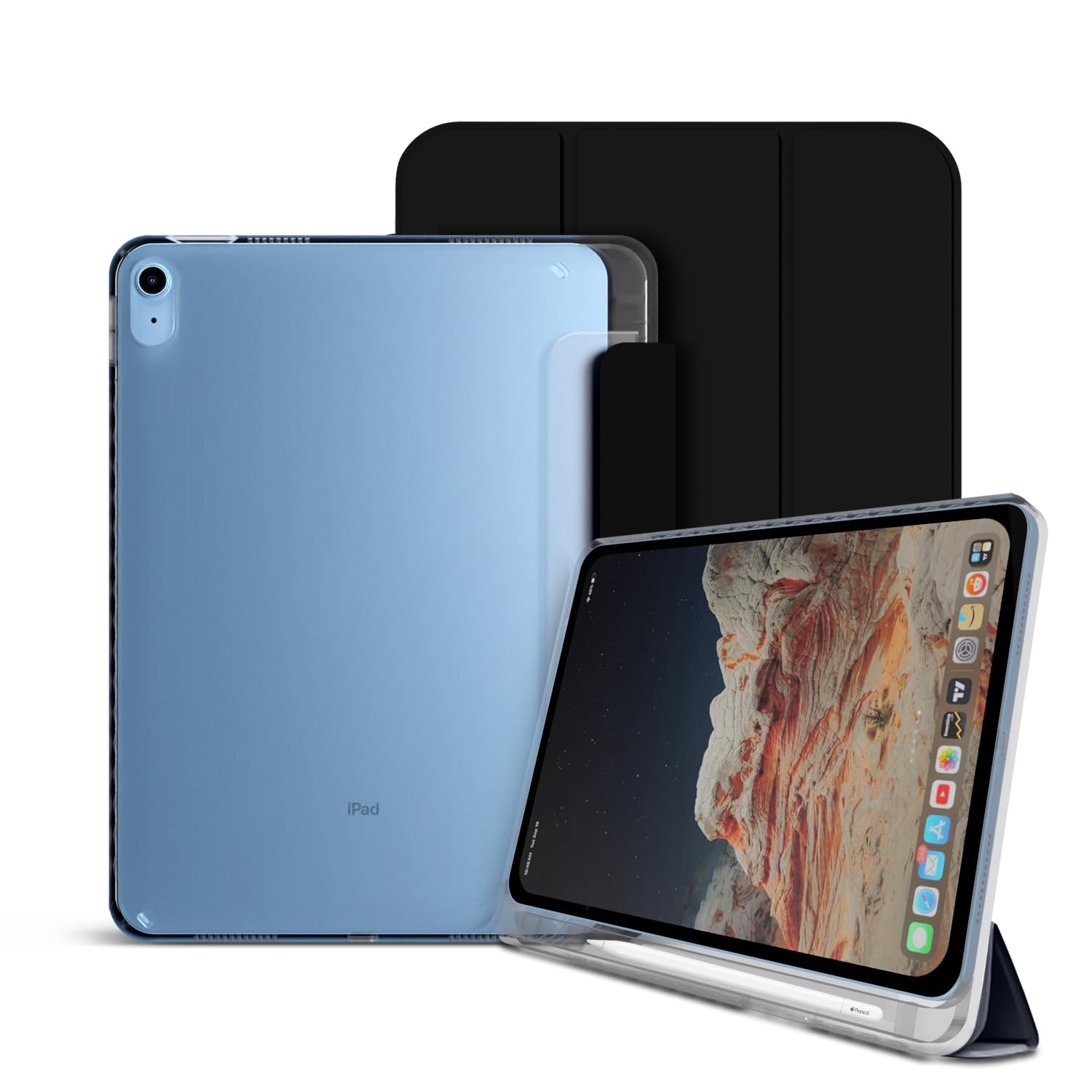 GRIPP Ultra Transparent PC Back Case for iPad 10.9 inch (10th Generation) (2022) with Pencil Holder, Shock-Proof Bumper, Trifold Stand & Auto Sleep/Wake Flip Cover - Black (B0CRVK4NKD) Amazon Price History, Amazon Price Tracker
