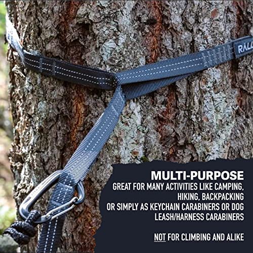 Rallt Wire Gate Carabiners - 12Kn (2697Lb) Snag-Free Heavy Duty Carabiner Clip For Hiking, Hammock & Backpacking - Made With Lightweight, No Rust Aluminum Material- Camping Accessories (Black, 2 Pack) #TOP4